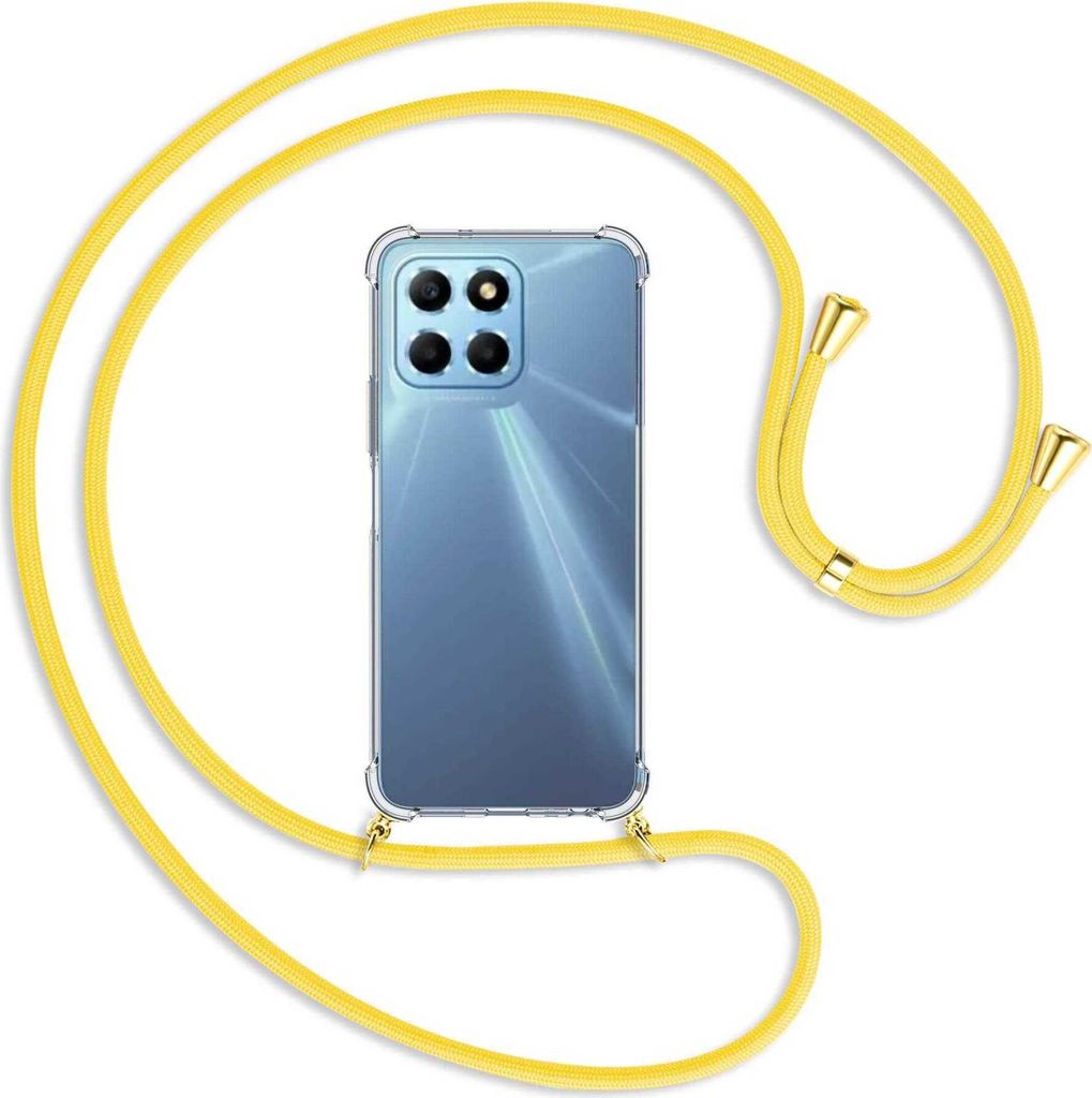 Handykette Backcover-Schutzhülle mit Band (Metall goldfarben) für Honor X8 5G (VNE-N41, 6.5'') - gelb