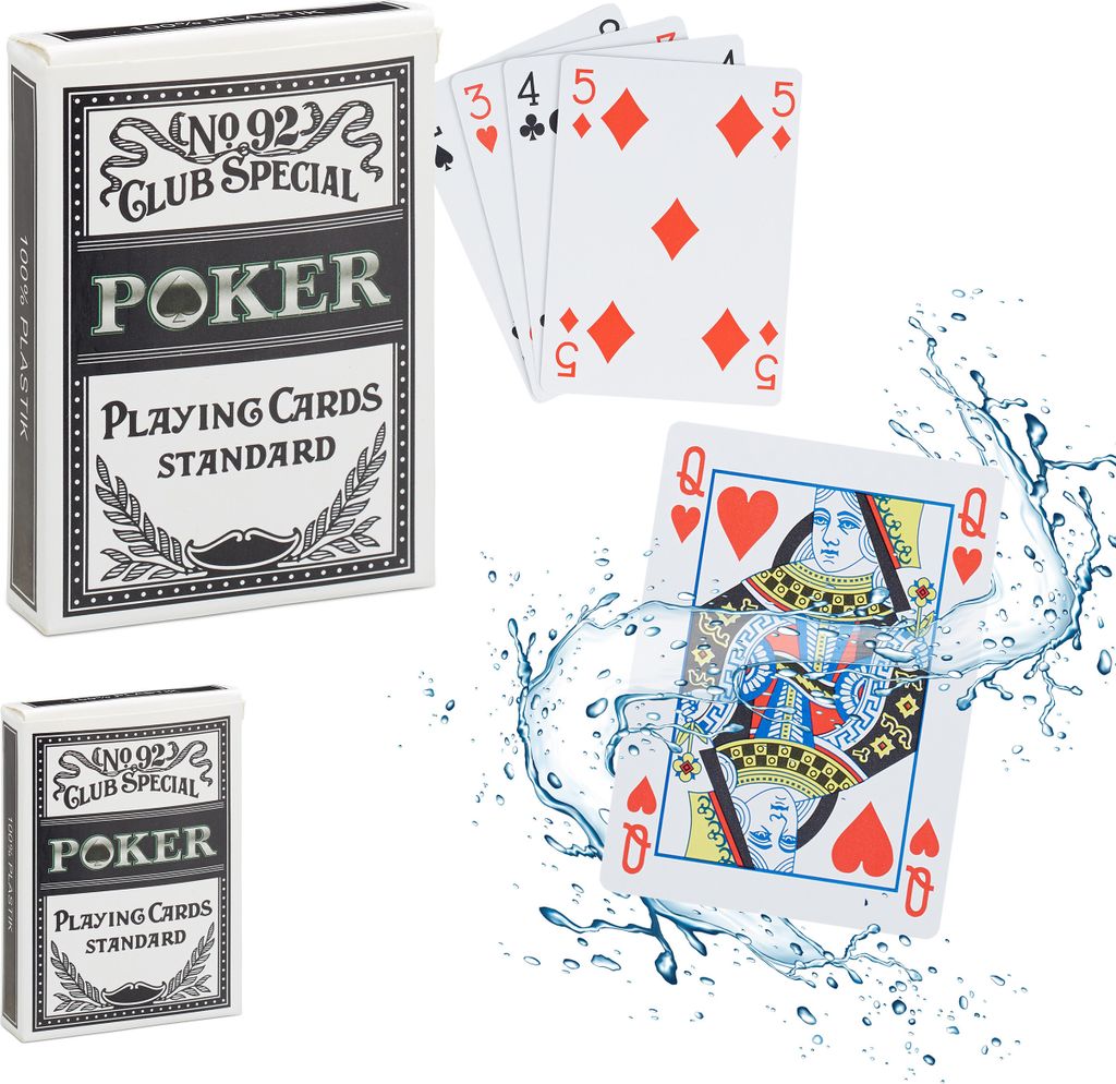 Relaxdays Pokerkarten, Plastik, wasserfest, 2 Decks, Produktbild 