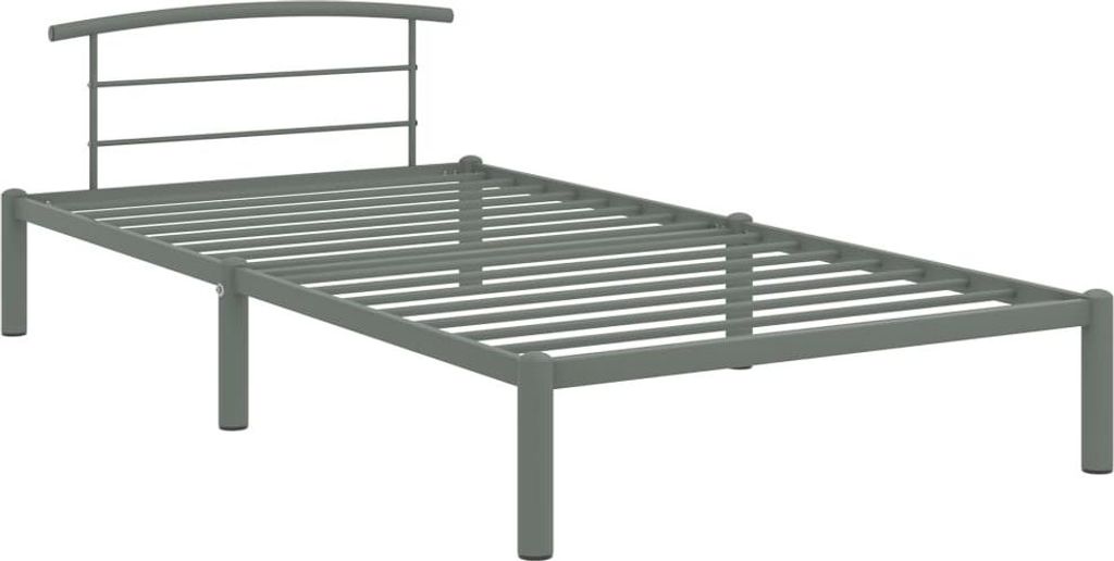 vidaXL Bettgestell Grau Metall 90x200 cm Produktbild 