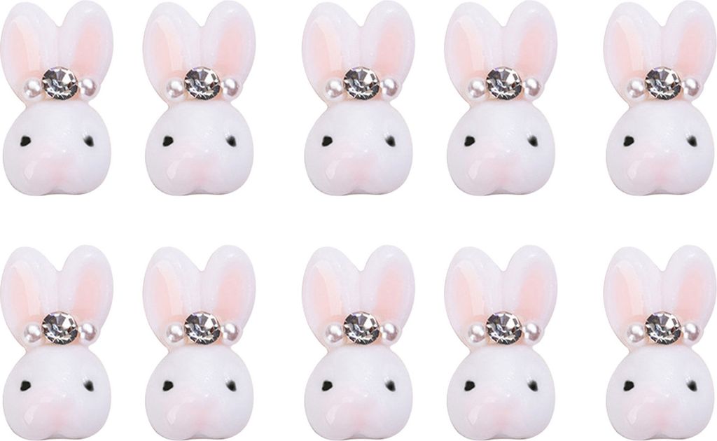 10 Stück Nagelschmuck in Form eines kleinen Kaninchens, süße Cartoon-Nageldekorationen für schönes und charmantes Nagelzubehör
