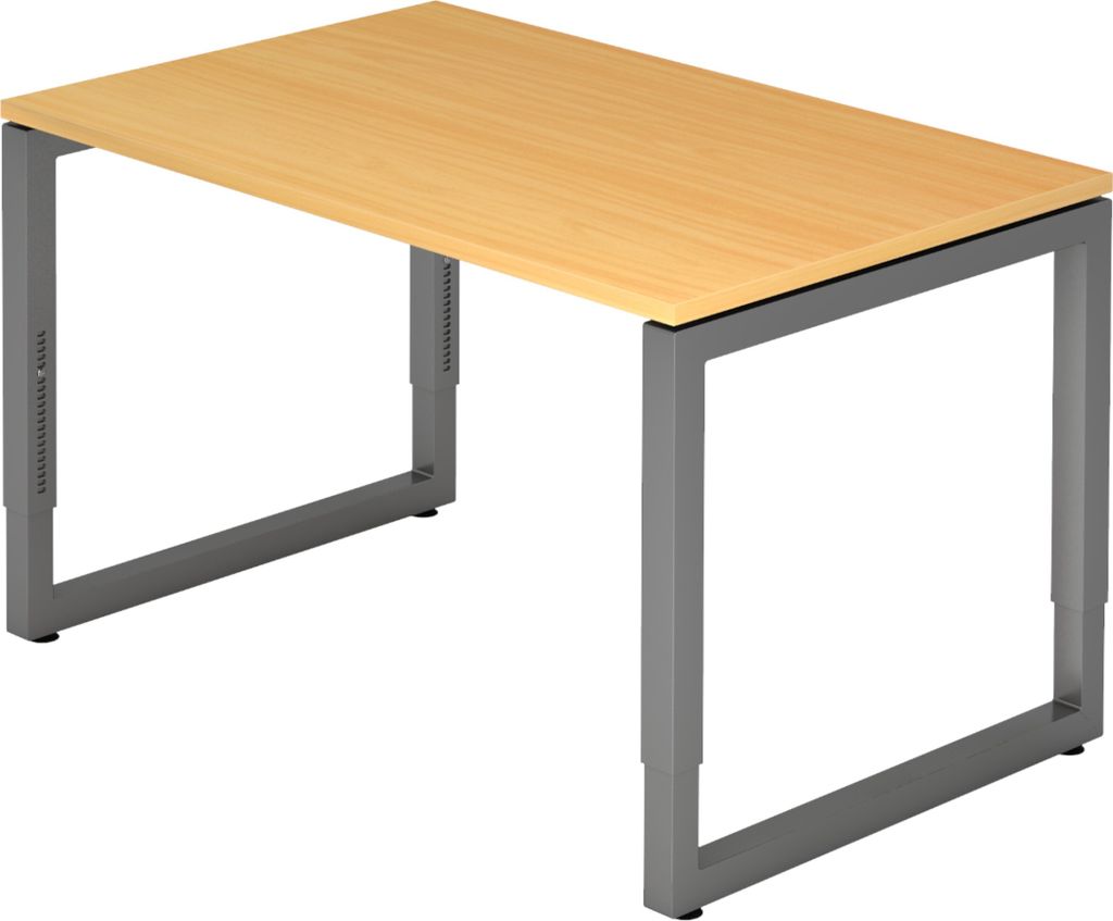 bümö Schreibtisch Serie-R - Nachbildung: Buche, Größe: 120 x 80 cm, Gestell: Graphit