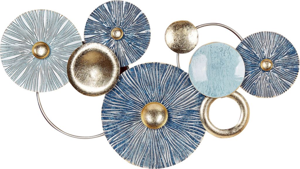 BELIANI Wanddekoration Blau und Gold Eisen Kreise Einteilig Handgemacht Modern Wandobjekt Wanddeko für Schlafzimmer Wohnzimmer Flur Küche Esszimmer