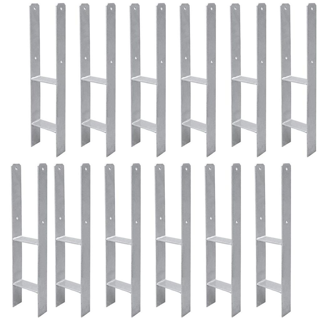 Faziango Pfostenanker Set 12 Stk für Holzpfosten, 600 mm, 101 mm Stabile H Anker Pfostenträger für Zaun, Pergola, Carport und Gartenbau