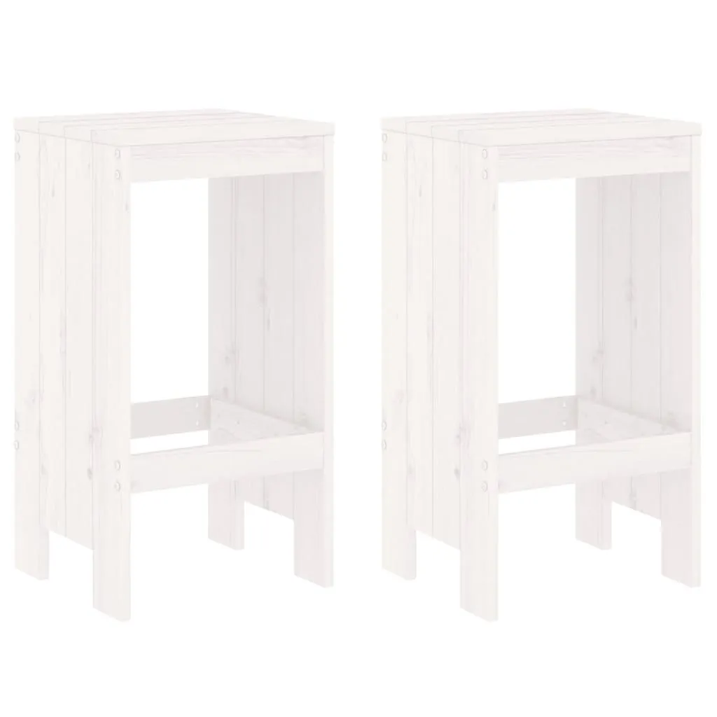 Set 2 Sgabelli Bianchi Pino Massiccio 75cm per Cucina e Bancone