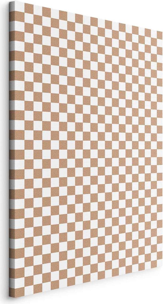 Italienischer Leinwand Leinwandbild - Checkerboard Pattern - Brown-White Grid with a Subtle Noise 20x30 cm Muster f-C-10091-b-a