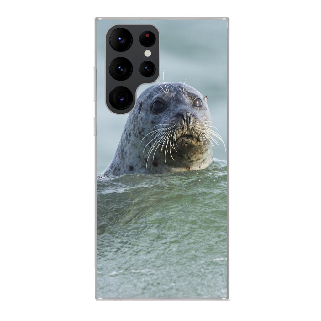 MuchoWow Handyhülle Schutzhülle Hülle für Samsung Galaxy S22 Ultra Nordsee - Seehund - Wasser Silikon Softcase Handy Hülle - Abbildung