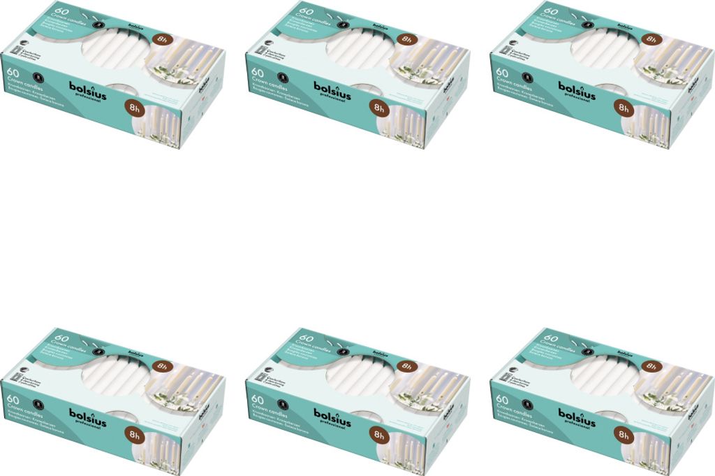 Bolsius Professional - Catering-Kronenkerzen - 60 Stück pro Packung - Weiß - Vorteilspack - 360 Stücke - 6 Verpackung