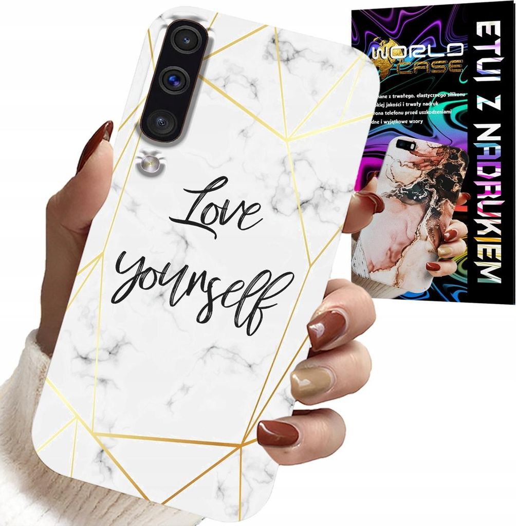 Gehäuse Für Samsung Galaxy A70 - Weisser Marmor Mit Goldenen Rahmen Liebe Dich
