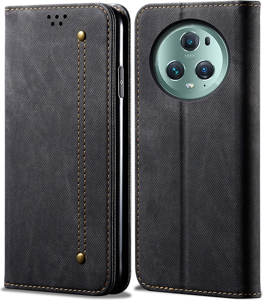 Honor Magic 5 Hülle, Leder Brieftasche Flip Bookstyle Schutzhülle mit Standfunktion für Honor Magic 5 Schwarz