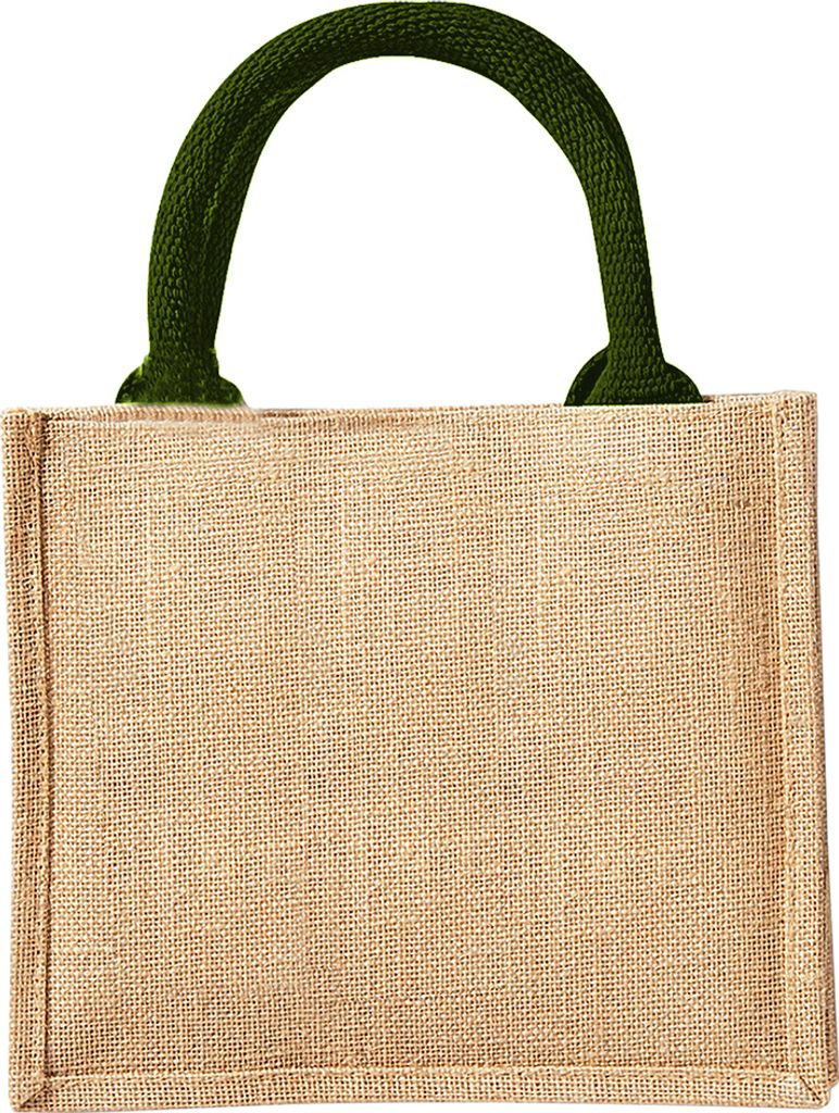 Westford Mill Jute-Tasche / Jute-Mini-Geschenktasche, 6 Liter (2 Stück/Packung) BC4155 (Einheitsgröße) (Natur/Grün)