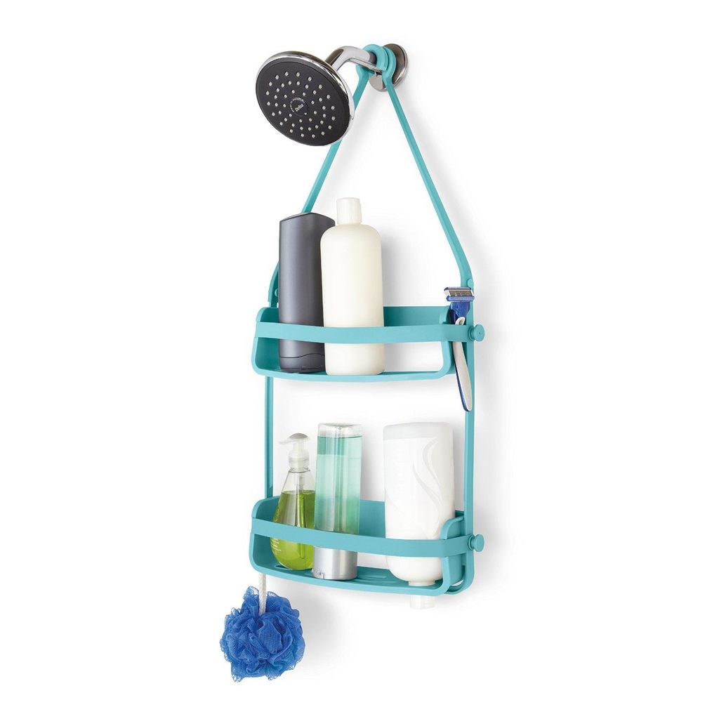Umbra Flex Duschablage, Dusch Ablage, Duschregal, Duschdiener, Kunststoff / Gummi, Blau, 32 cm, 023460-276