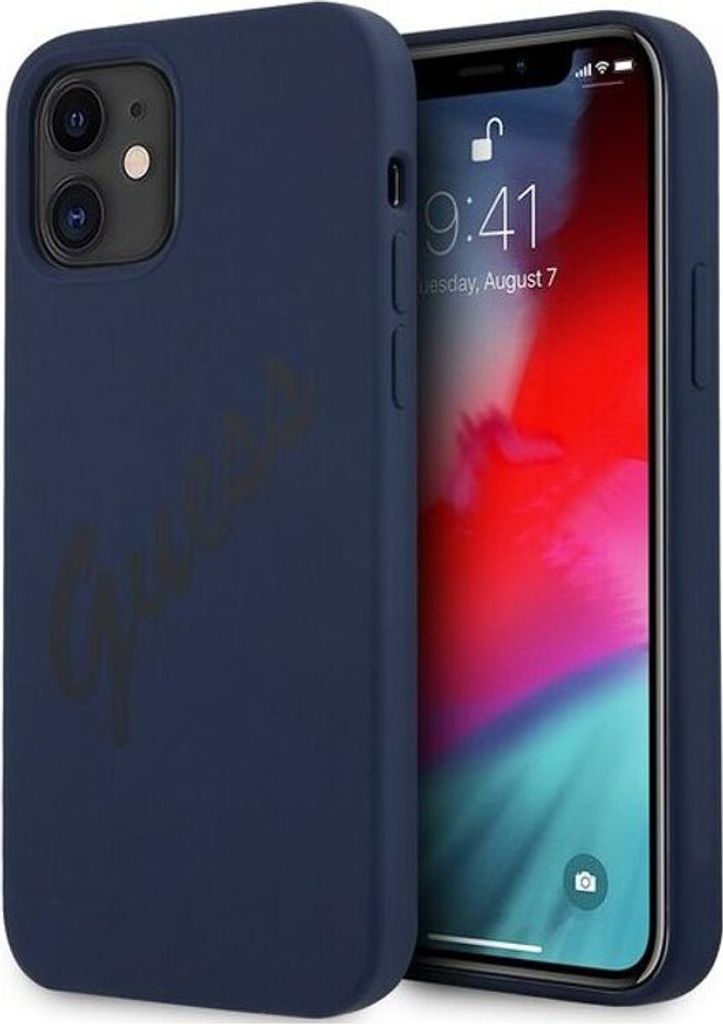 Guess GUHCP12SLSVSBL iPhone 12 mini 5.4 blau/blau Hardcase Script Vintage Handyhülle