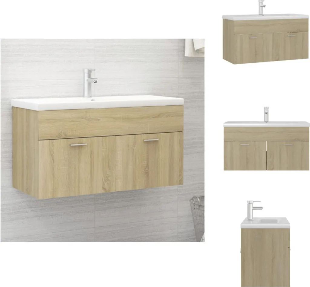 Meuble sous-vasque Chêne Sonoma aspect bois mat pour salle de bains