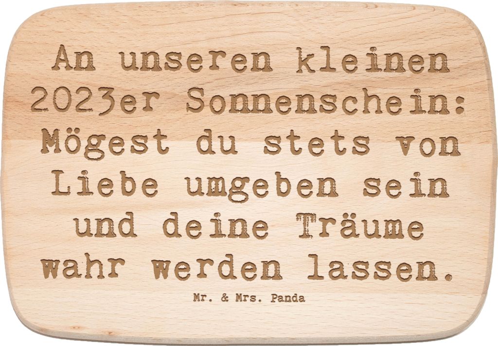 Mr. & Mrs. Panda Holzschneidebrett Spruch 2023 Geburtstagstraum - Transparent - Geschenk, Schneidebrett, Holzbrett, kleiner Sonnenschein, Happy Bir...