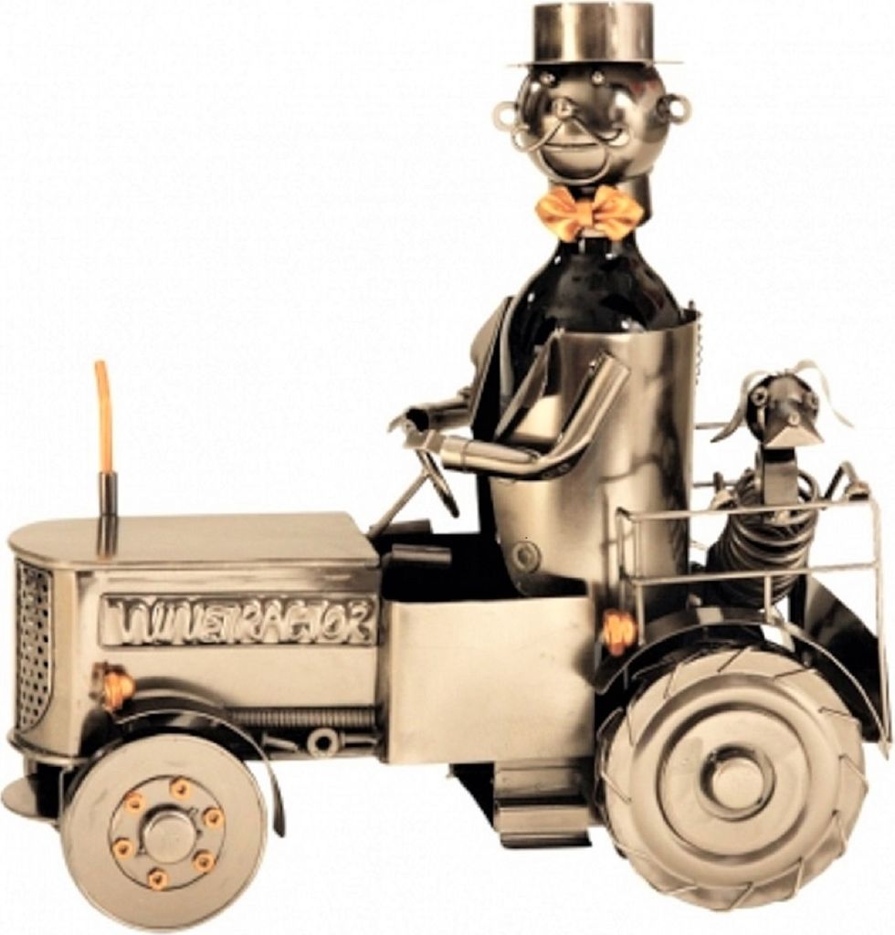 Flaschenhalter aus Metall Traktor für Weinflasche Produktbild 