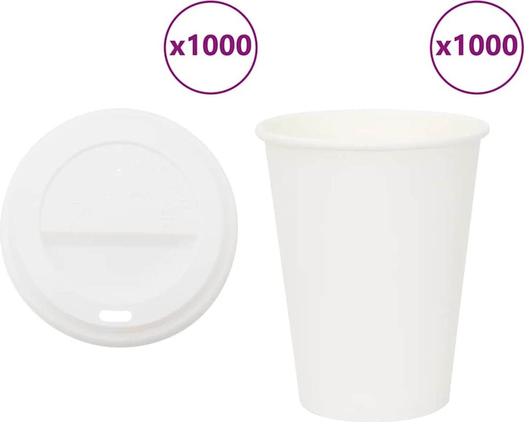 Design Pappbecher mit Deckeln 1000 Stk. 12oz 300ml, Kaffeebecher Neu