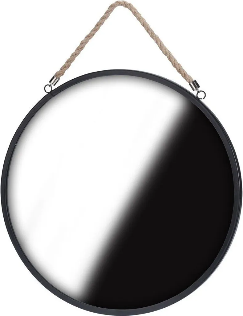 Miroir Mural 41 cm avec Corde Naturelle Cadre Noir Finition LOFT Vilde
