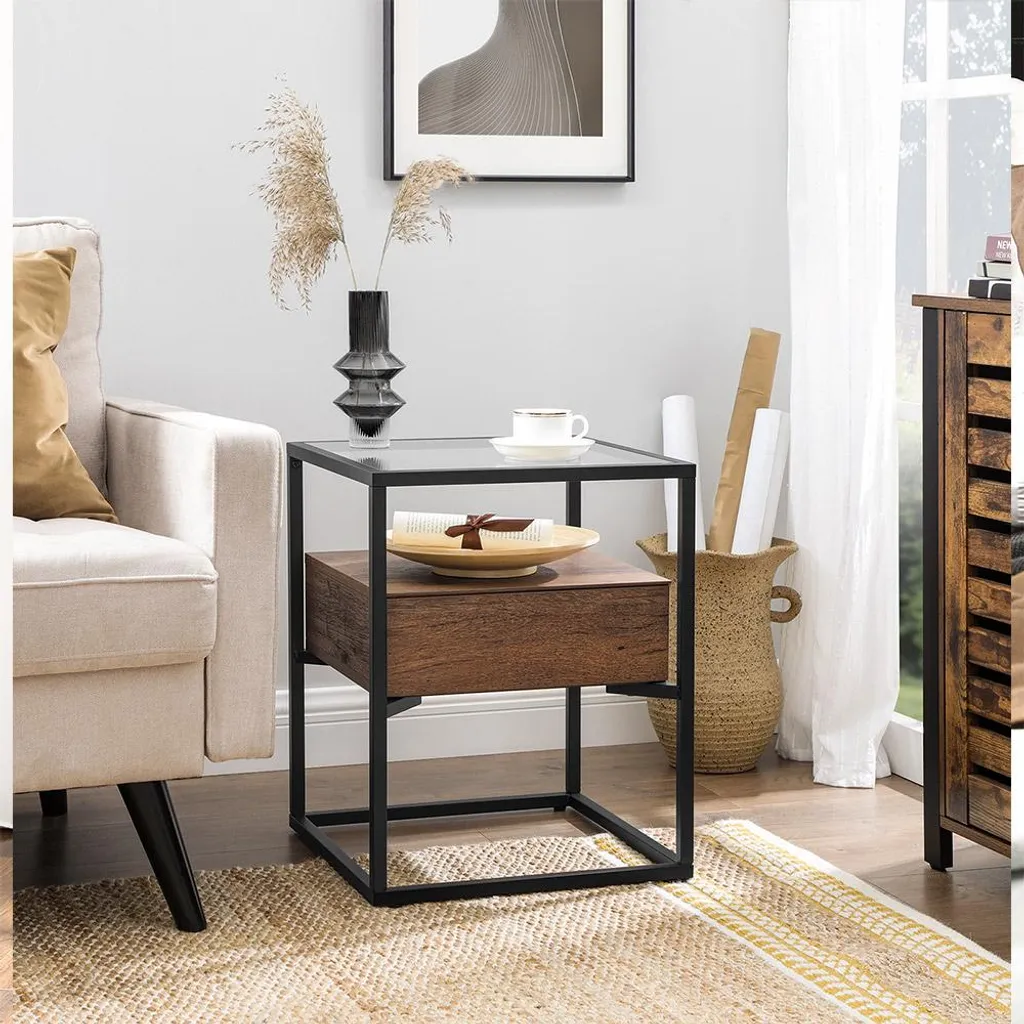 Table de chevet noisette-noir compacte pour petits espaces et studios - 3