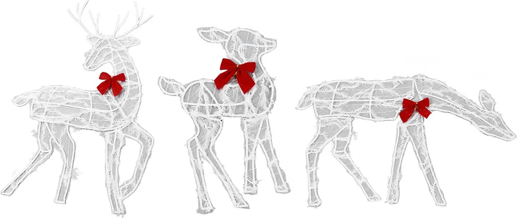 Décoration de Noël extérieure famille de cerfs lumineux 3D blanc