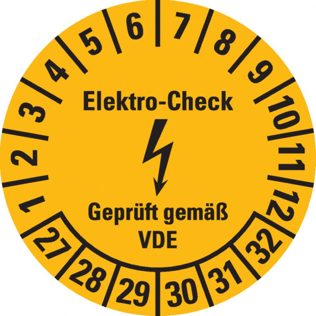 Dreifke Prüfplakette Elektro-Check, 27-32, gelb, Dokumentenfolie, Spezialkle...