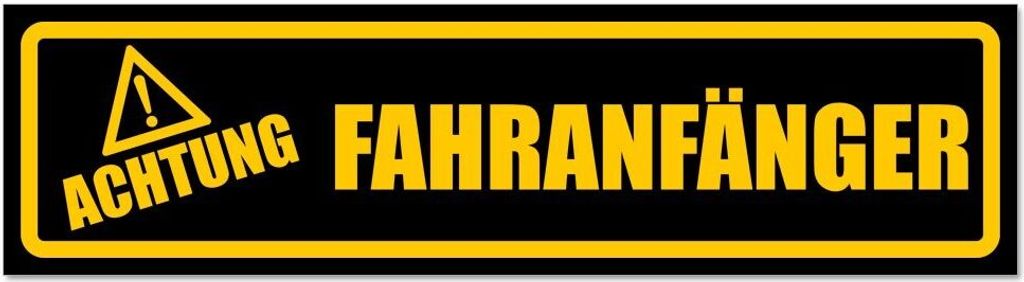Kiwistar - Autoaufkleber - Gelb - Schwarz - 45 x 12 cm - Achtung Fahranfänger - Hinweis Aufkleber Sticker für Auto, Kfz, Fahrrad, PKW, LKW