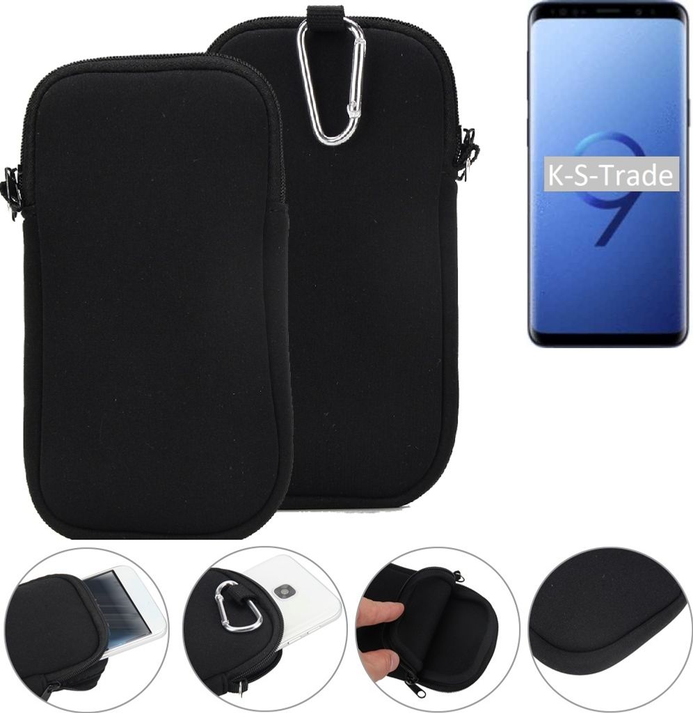 K-S-Trade Neopren-Hülle Handy-Hülle kompatibel mit Samsung Galaxy S9+ Schutzhülle Neoprenhülle Sleeve Schutz-Hülle Gürtel Tasche Case Holster