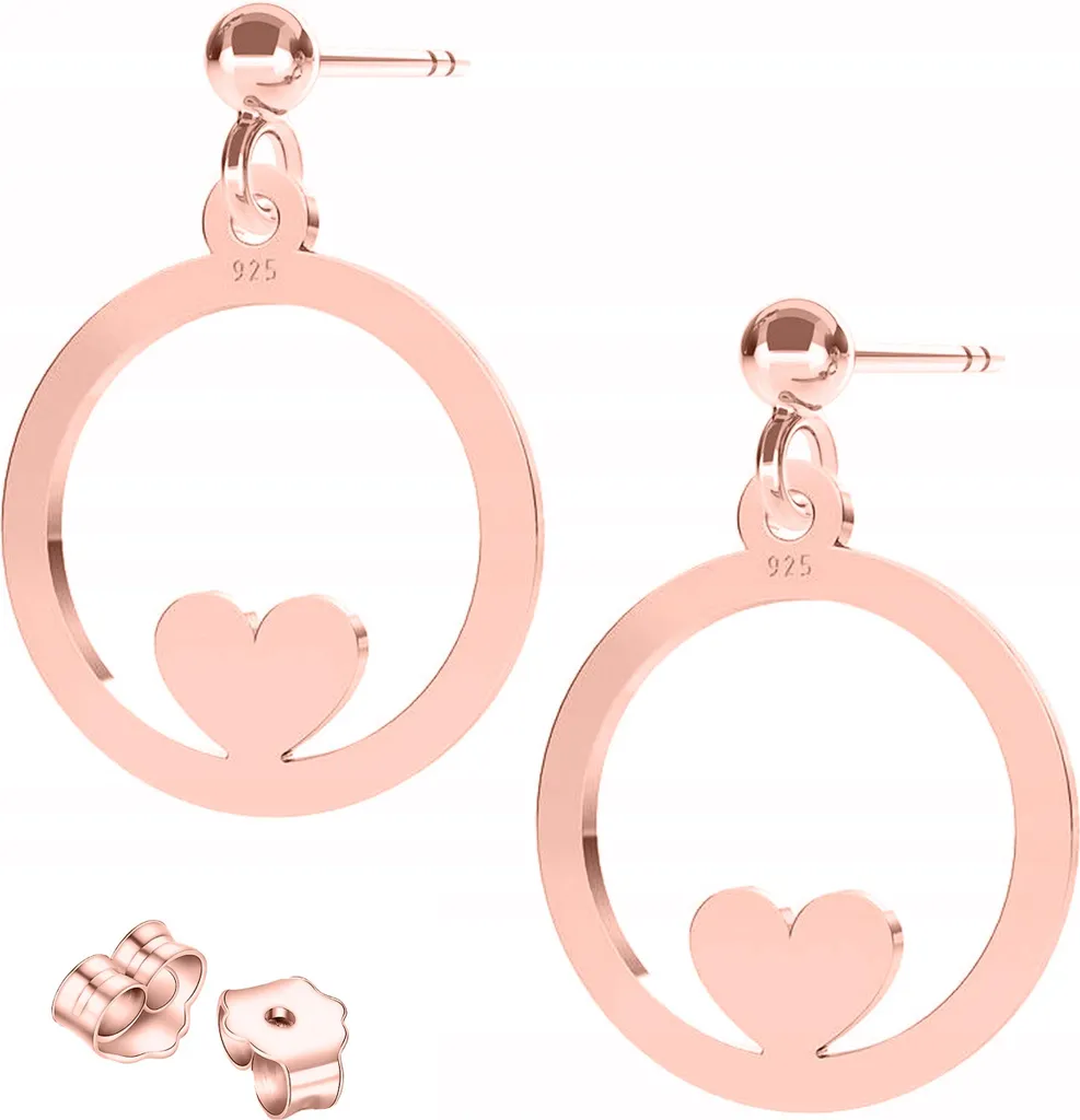 Orecchini Pendenti Dtpsilver | Cuore Celtico E Nodo In Argento 925 Placcato Oro Rosa | 18K | 15x27 Mm - 3