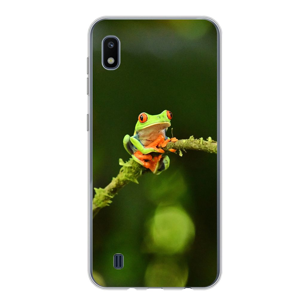 MuchoWow Handyhülle Schutzhülle Hülle für Samsung Galaxy A10 Frosch - Äste - Grün Silikon Softcase Handy Hülle - Schutzhülle