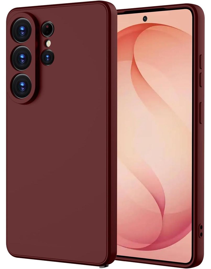 Hülle für Samsung Galaxy S26 Ultra, Slim Liquid Silikon Gel Gummi Stoßfest Schutzhülle Bordeaux