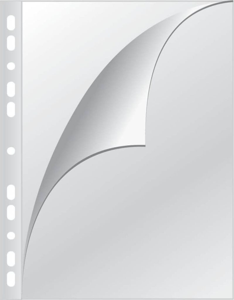 Q-Connect KF14842 Prospekthüllen mit Lochrandverstärkung - oben und links offen, glasklar, 0,15 mm, A4, 100 Stück