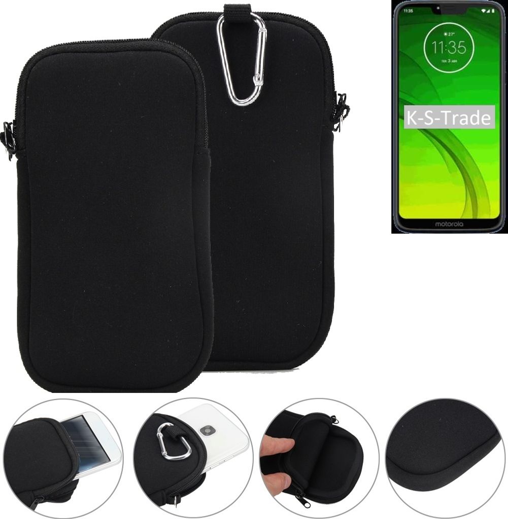 K-S-Trade Neopren-Hülle Handyhülle kompatibel mit Motorola Moto G7 Power Schutzhülle Neoprenhülle Sleeve Schutz-Hülle Gürtel Tasche Case Holster
