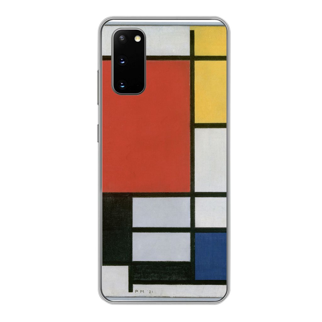 MuchoWow Handyhülle Schutzhülle Hülle für Samsung Galaxy S20 Komposition 2 in Rot Blau und Gelb - Piet Mondrian Silikon Softcase Handy Hülle...