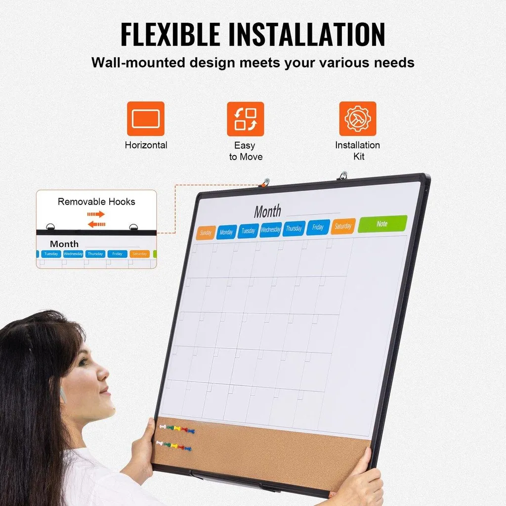 Tableau de planification mural combiné avec calendrier : liège et blanc - 5