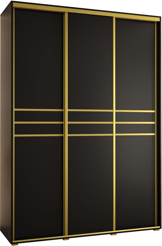 MEBLE KRYSPOL Davos 10 Schrank, drei Türen - 235,2x180x45 cm - Schwarz Schwarz Gold