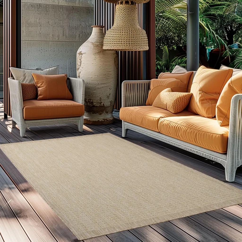 Tapis Extérieur Giza Beige 60x100cm - Résistant UV et Intempéries