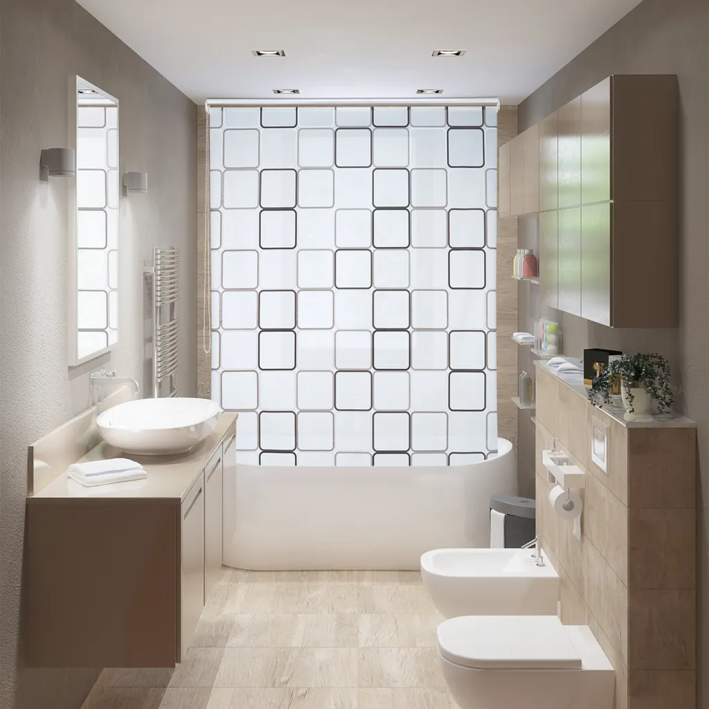 Rideau de douche enroulable Store SQUARE, 80x200 cm, imperméable