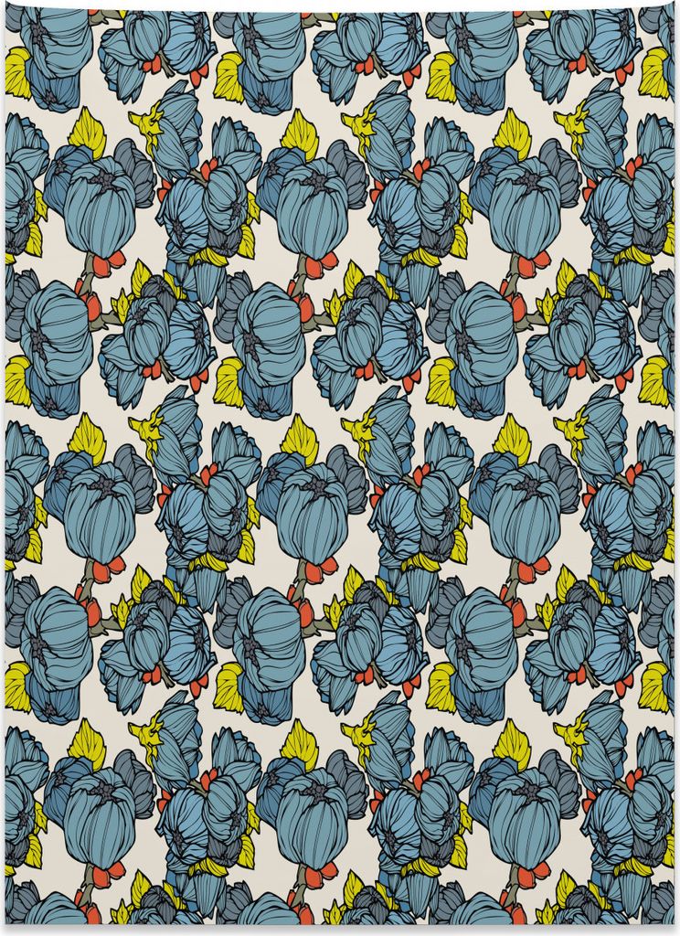 Abakuhaus Blumen Wandteppich, Lebendiger Garten des blauen Lupine aus Weiches Mikrofaser Stoff Kein Verblassen Klare Farben Waschbar, 110 x 150 cm,...