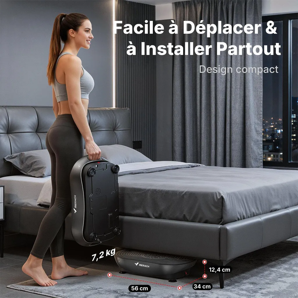Plateforme Vibrante Silencieuse 99 Vitesses - Écran LED et Bluetooth - 7