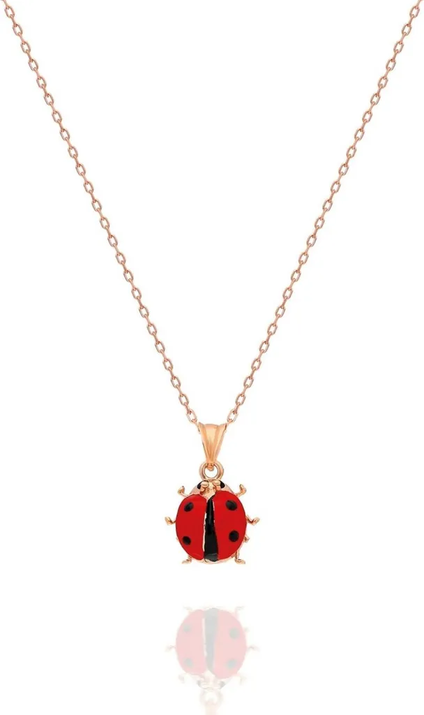 Cadeau idéal : collier coccinelle or rose argent 925 pour porter chance