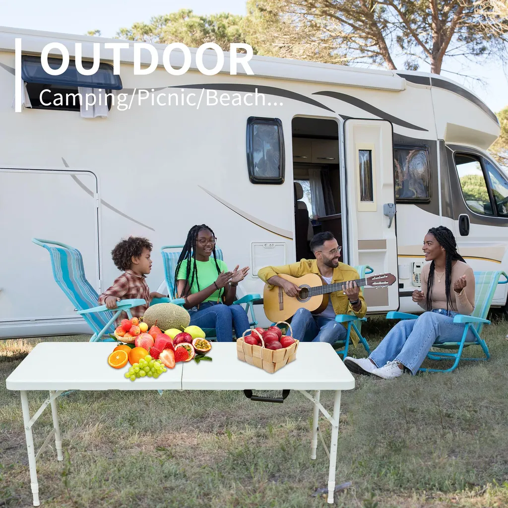 Table de Camping Pliante 125cm Blanche pour Réception et Buffet Extérieur
