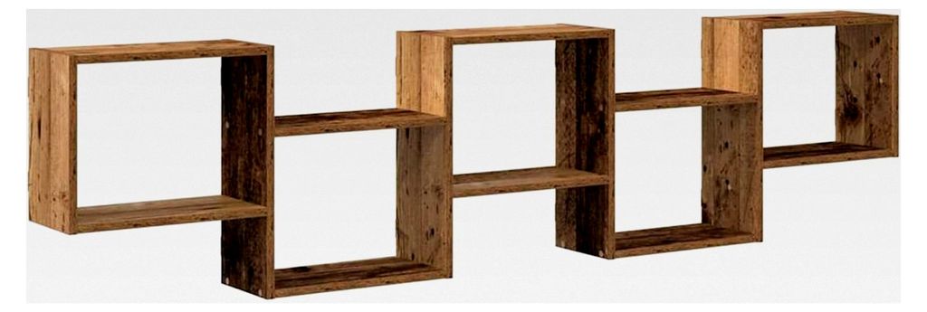 Wandregal aus Holzwerkstoff Altholz 5 Fächer 184x18x44cm für Wohnzimmer und Schlafzimmer - max. 60 kg