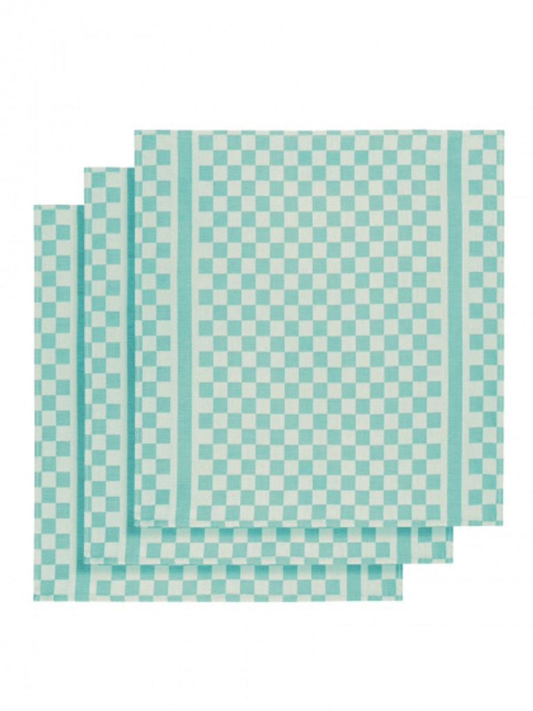 küchentuch 65x70 cm Baumwolle weiß/mintblau 3 Stück