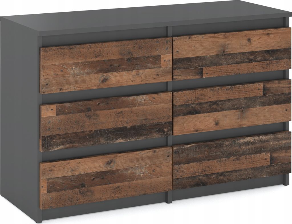 Kommode mit 6 Schubladen Sideboard Schubladenschrank Modern Möbel mit Schubladen für Ihr Schlafzimmer Anthrazit Industrial/Grau Matt - Old Style ...