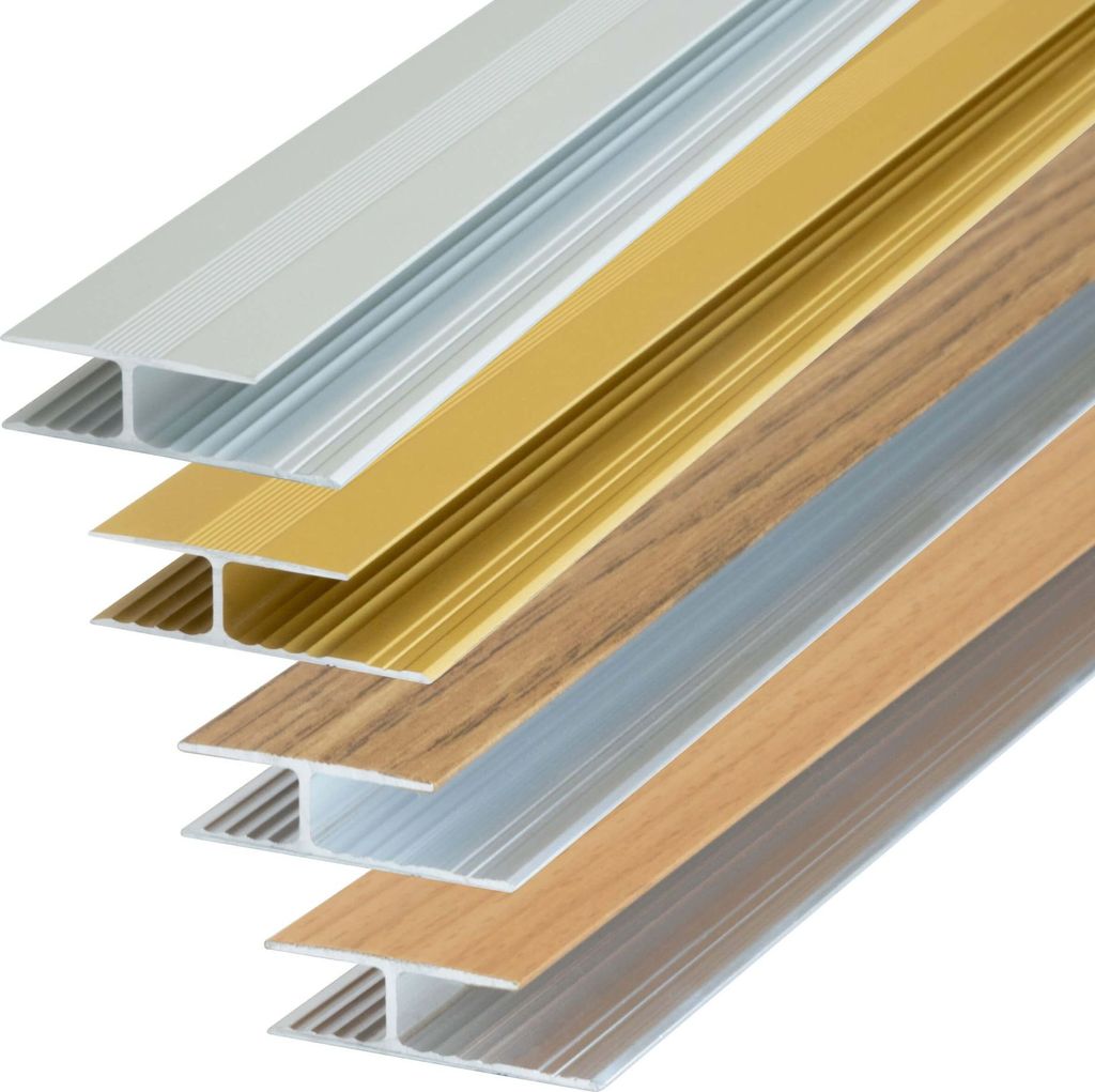 Dalsys Übergangsprofil Verbindungprofil 100cm Übergangsleiste Aluminium eloxiert, Bodenschiene geeignet für u.a. Fliesen, Laminat und Parkett Buche