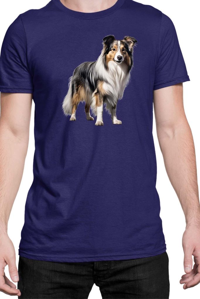 Herren T-Shirt Dogs Breeds Collie Dog Breed 006, Man XL / Dunkelblau