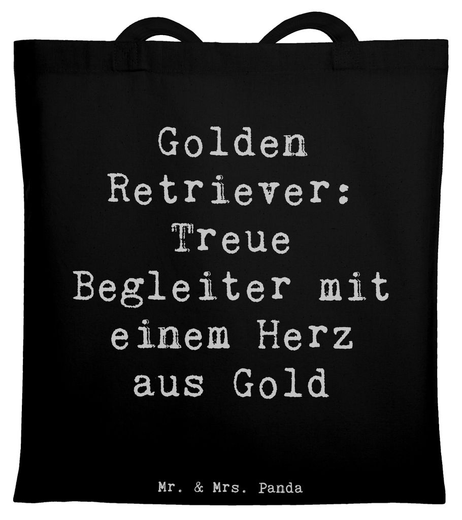 Mr. & Mrs. Panda totebag Spruch Golden Retriever Freund - Schwarz - Geschenk, Freude und Lachen, Spielhund, Hunderasse, Laptoptasche, Tasche, bezau...