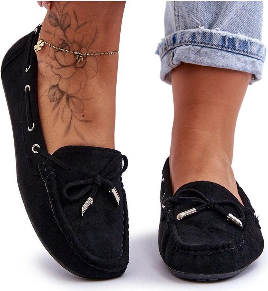 Damen Wildleder Mokassins Schwarz Si Passione 37