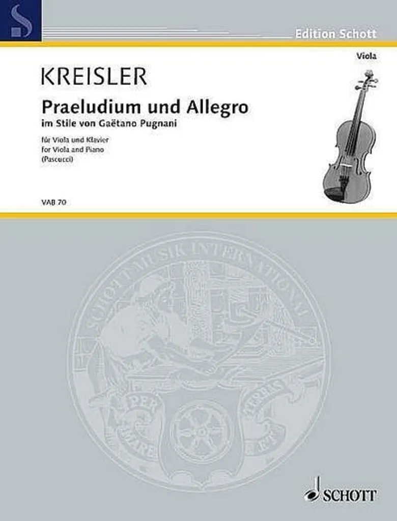 Partition de Musique Classique Kreisler Praeludium et Allegro Violon