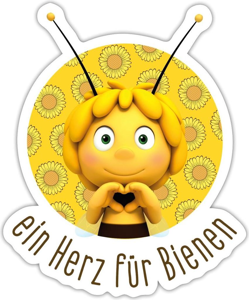 Spreadshirt Biene Maja Ein Herz Für Bienen Sticker Aufkleber, 10 x 10 cm, Mattweiß