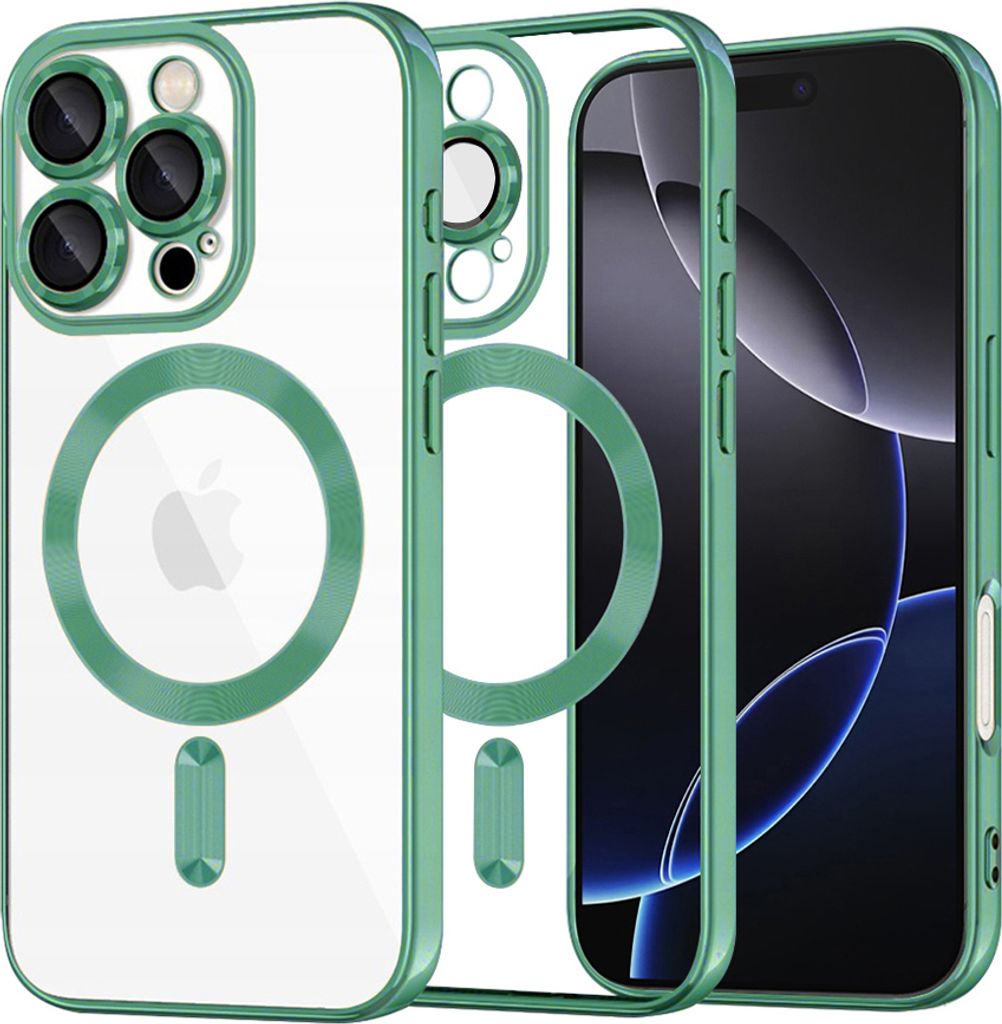 Techsuit Luxury Crystal Back Cover Hülle mit MagSafe für Apple iPhone 16 Pro Max - Transparent/Hellgrün